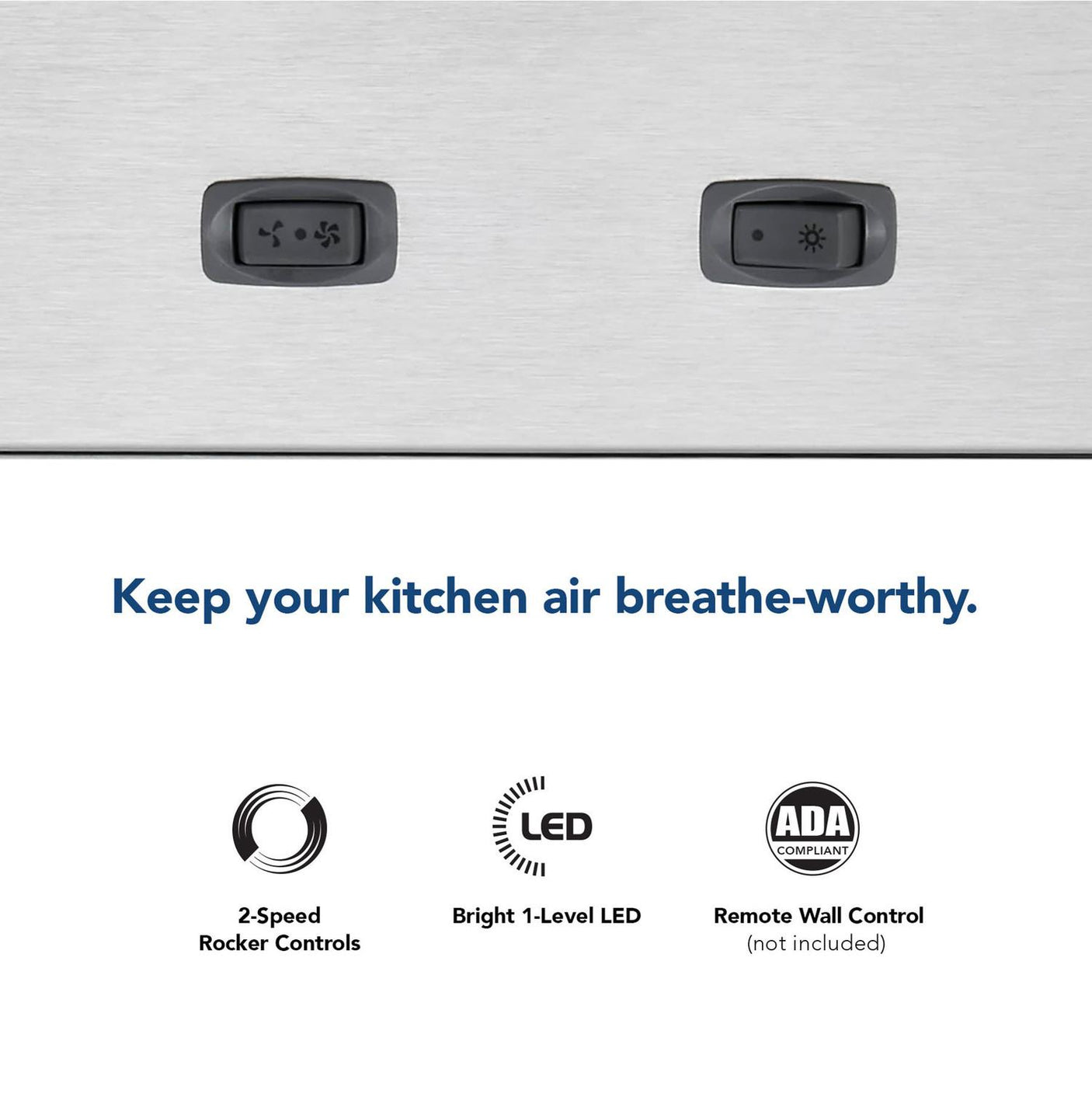 Broan® 21-Inch Custom Range Hood Power Pack Insert w/ Easy Install System, 300 Max Blower CFM, Stainless Steel