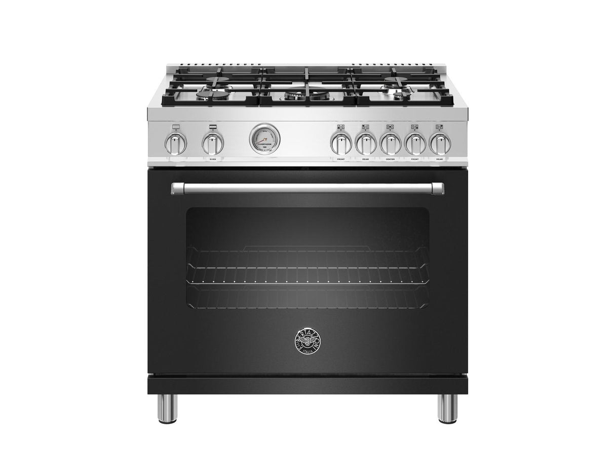 36 inch All Gas Range, 5 Burners Nero Matt