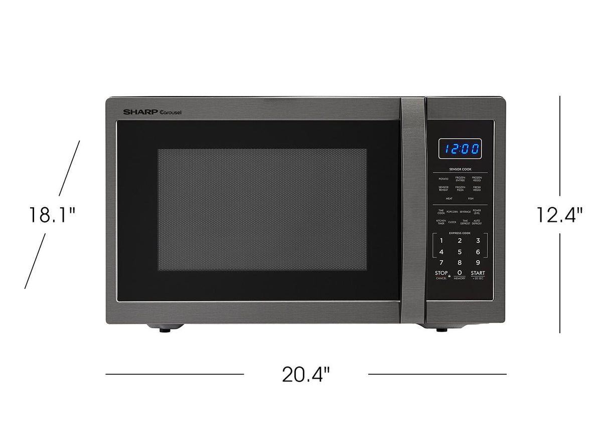 1.4 cu. ft. 1100W Sharp Black Stainless Steel Countertop Microwave Oven