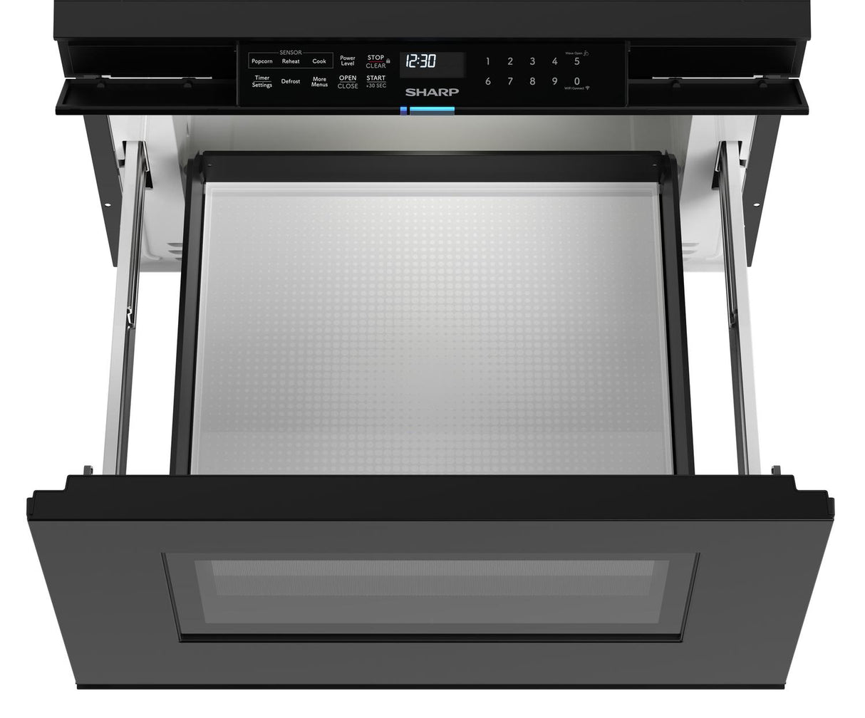 Sharp 24 in. 1.2 cu. ft. Deco Series Built-In Smart Microwave Drawer™ Oven with Easy Wave Open in Black