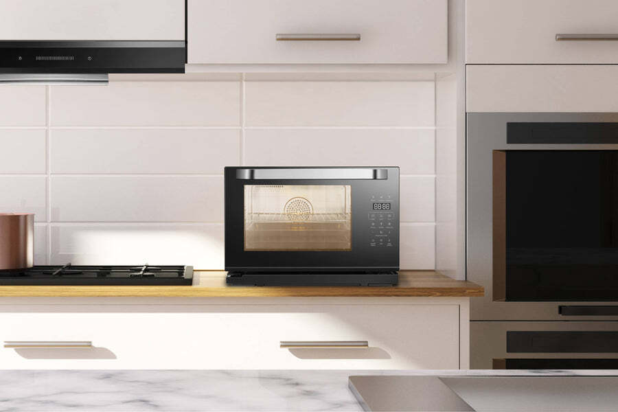 ROBAM ROBAM Portable Steam Oven 6-Slice Black Convection Toaster Oven with Rotisserie (1550-Watt)