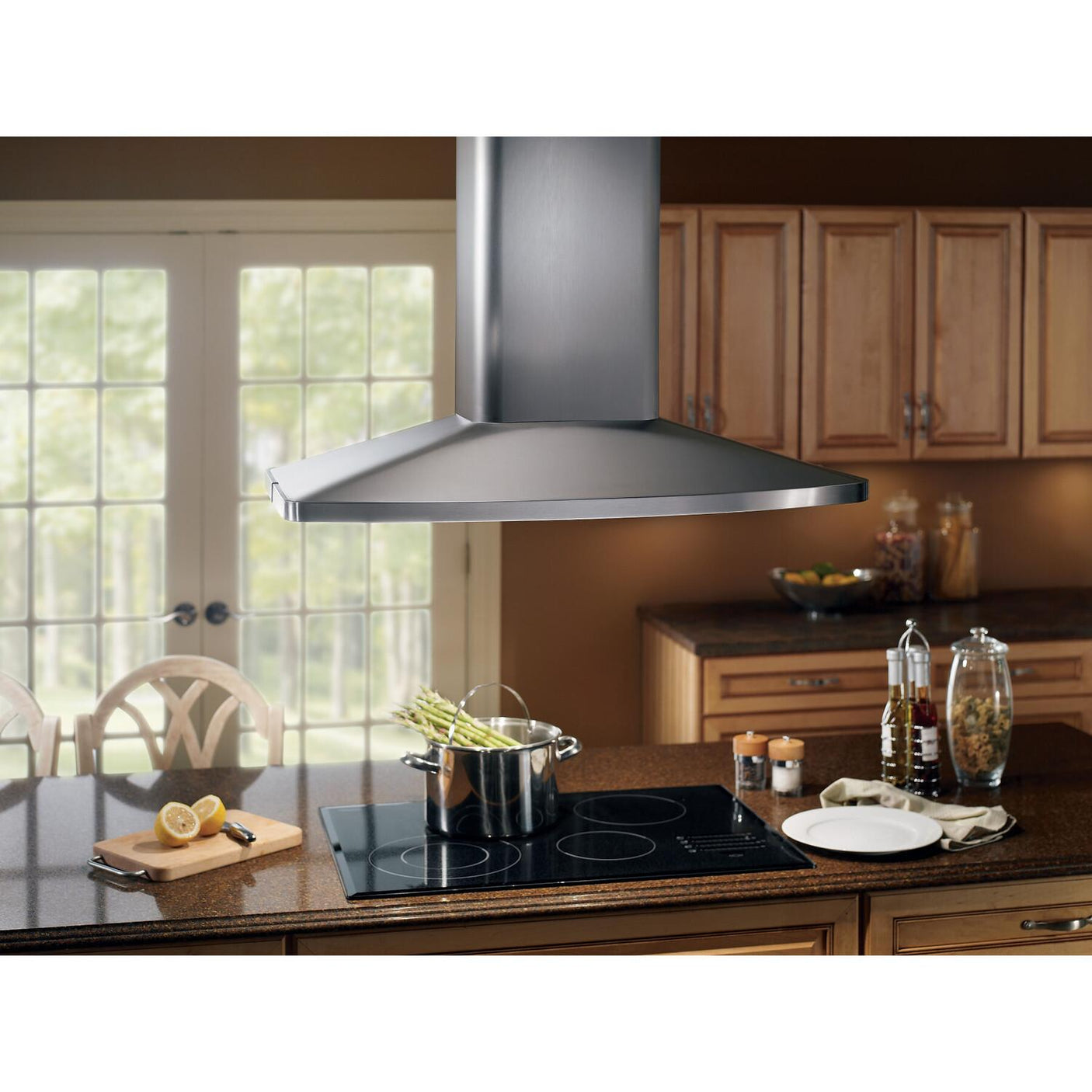 Broan® 35-7/16-Inch x 27-9/16-Inch Convertible Island Chimney Range Hood, 550 Max Blower CFM