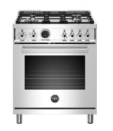 30 inch Dual Fuel Range, 4 Brass Burner, Electric Self-Clean Oven Stainless Steel