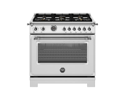 36 inch Dual Fuel Range, 6 Brass Burner and Cast Iron Griddle, Electric Self-Clean Oven Stainless Steel