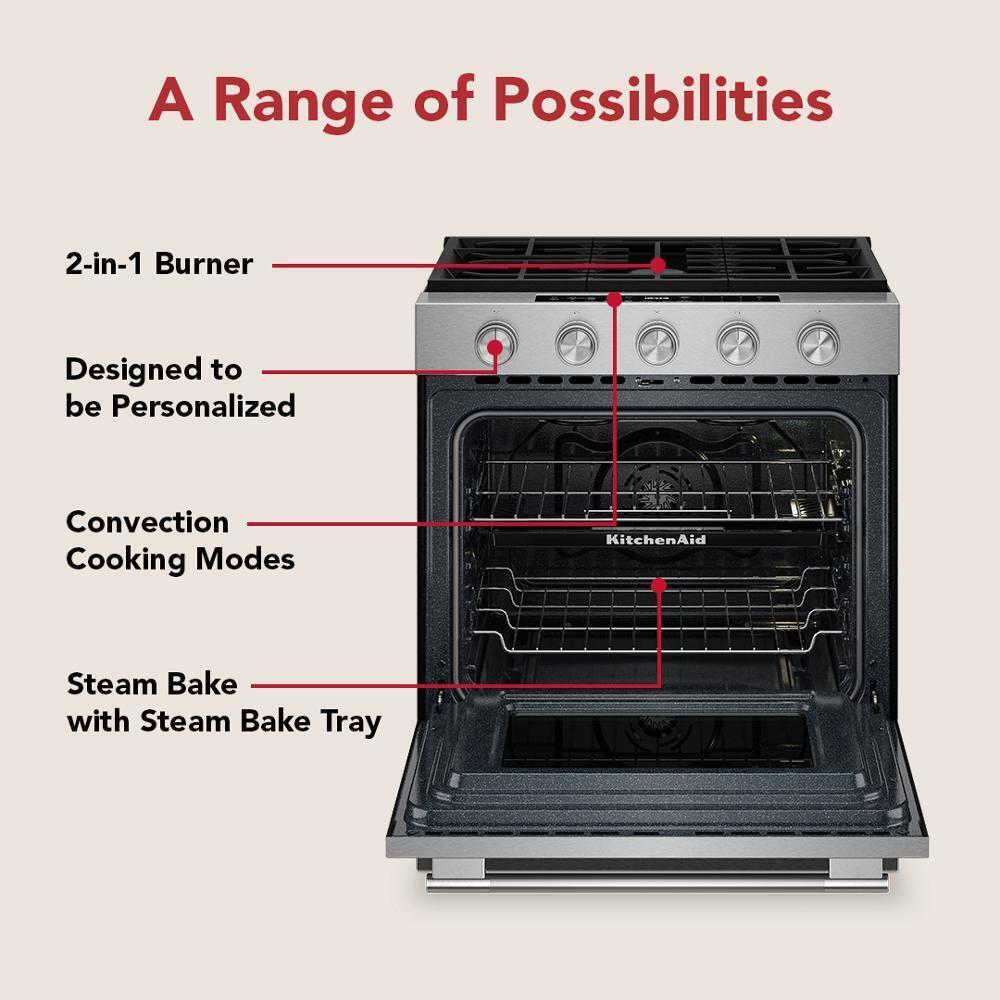 5.0 Cu. Ft. Smart Slide-in Gas Range with Convection Cooking Modes and 2-in-1 Burner