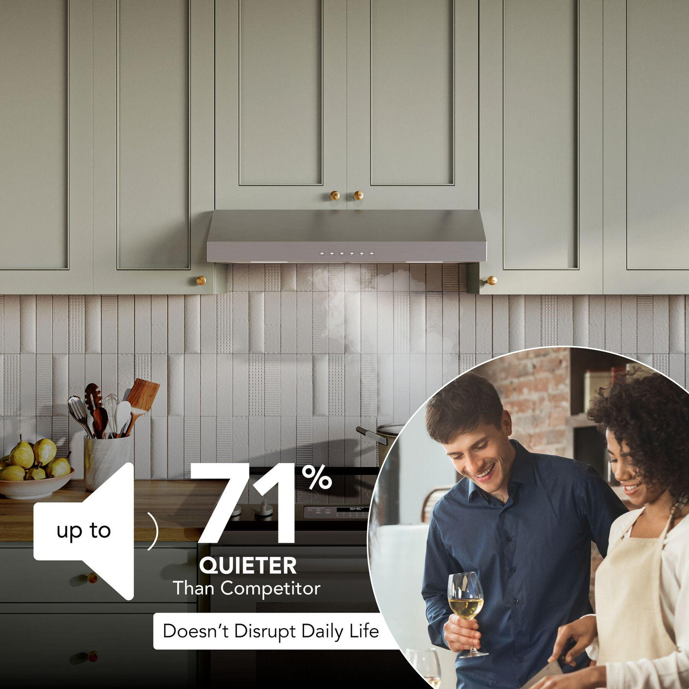 Glacier 30-Inch 490 MAX Blower CFM 1.1 Sones Stainless Range Hood