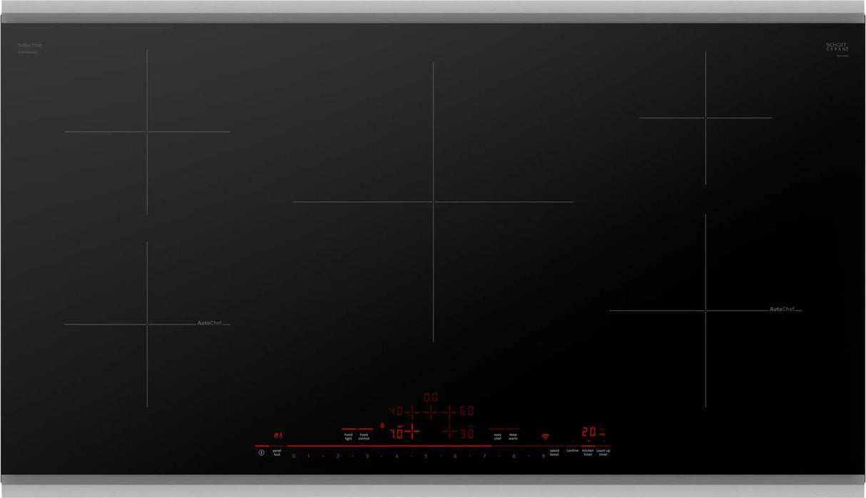 800 Series Induction Cooktop 36" Black, surface mount with frame