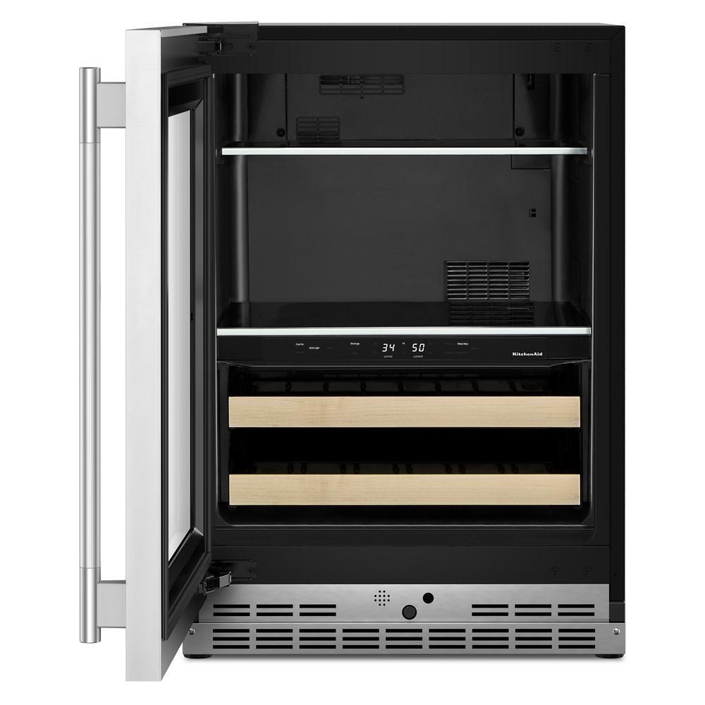 24" Beverage Center with Glass Door and Wood-Front Racks