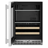 24" Beverage Center with Glass Door and Wood-Front Racks