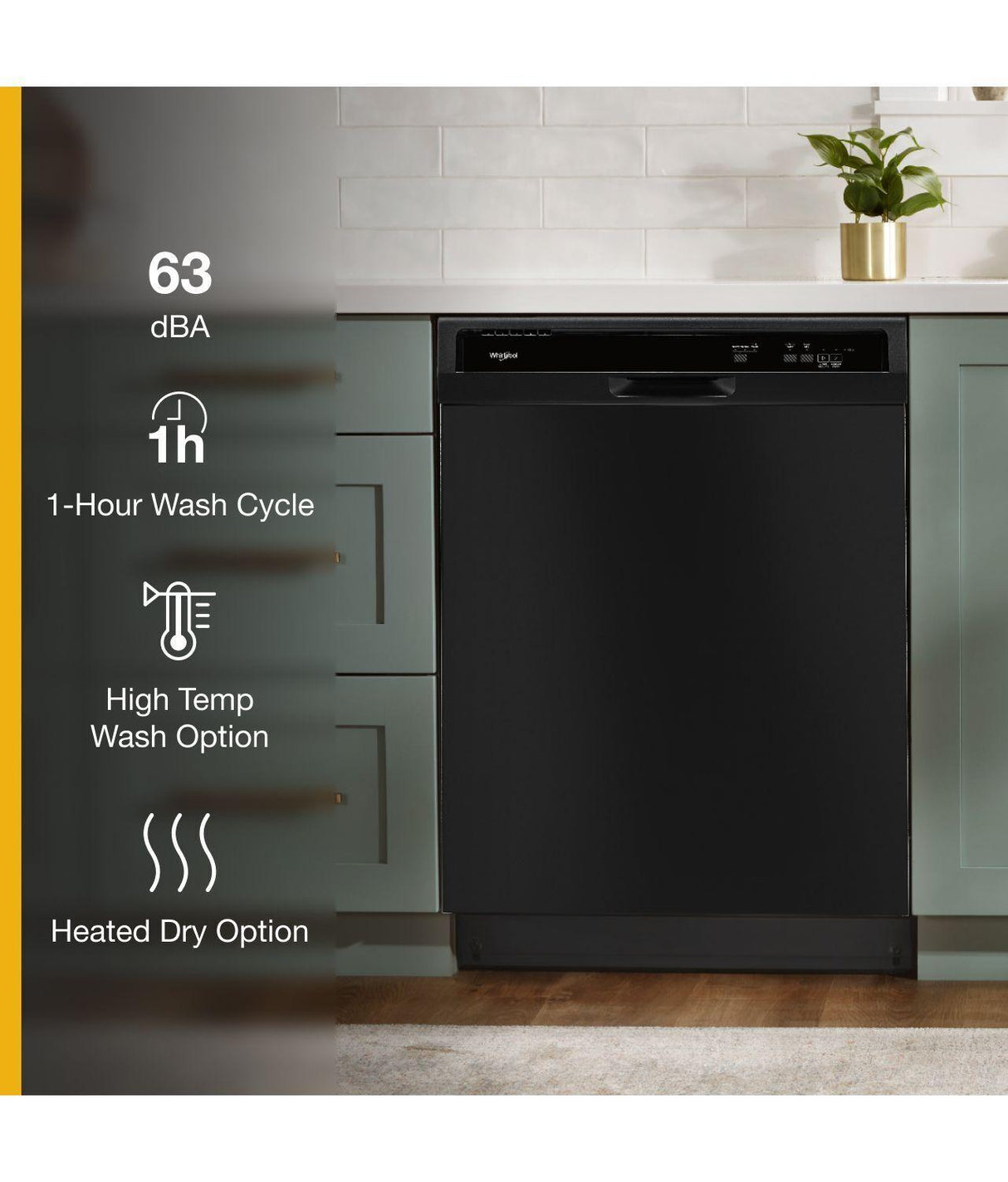Heavy-Duty Dishwasher with 1-Hour Wash Cycle - Black