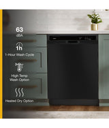 Heavy-Duty Dishwasher with 1-Hour Wash Cycle - Black