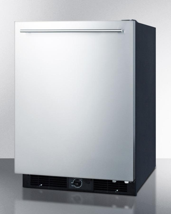 Frost-free All-refrigerator for Built-in or Freestanding Use, With Black Cabinet and Stainless Steel Door