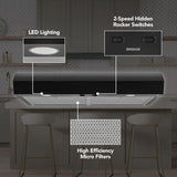 Broan-NuTone 30-Inch Under Cabinet Range Hood, ENERGY STAR, 350 Max Blower CFM, Black