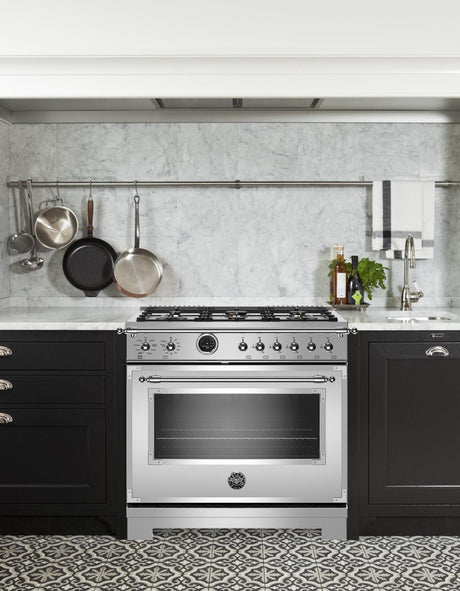 36 inch Dual Fuel Range, 6 Brass Burner, Electric Self-Clean Oven Stainless Steel