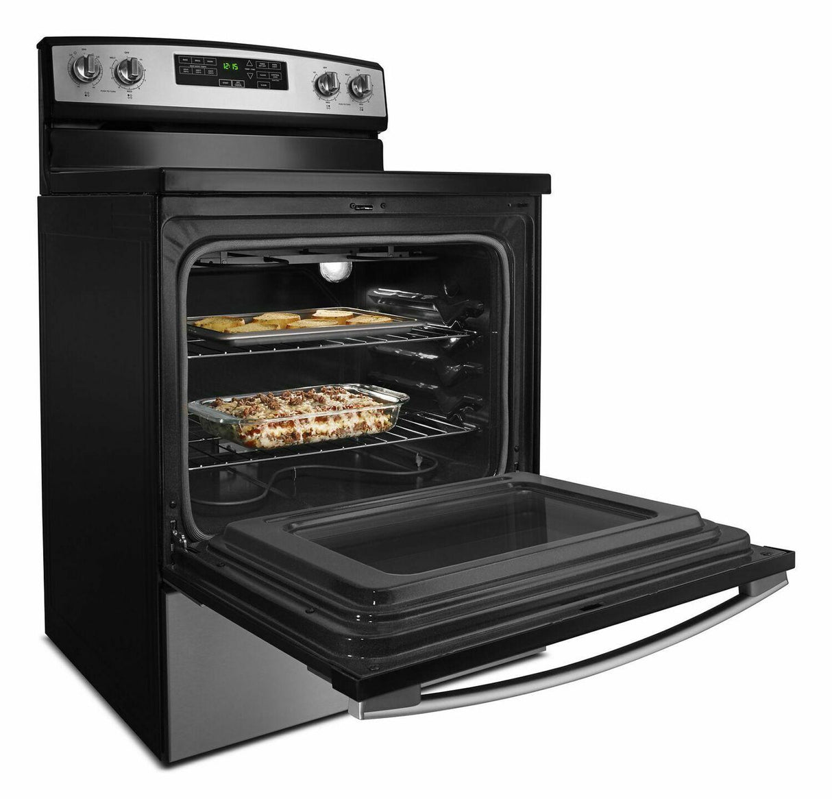 30-inch Amana® Electric Range with Extra-Large Oven Window - Black-on-Stainless