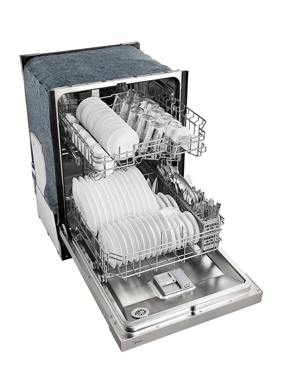 Midea 24" Front Control Dishwasher with Stainless Steel Tub and Interior LED Light
