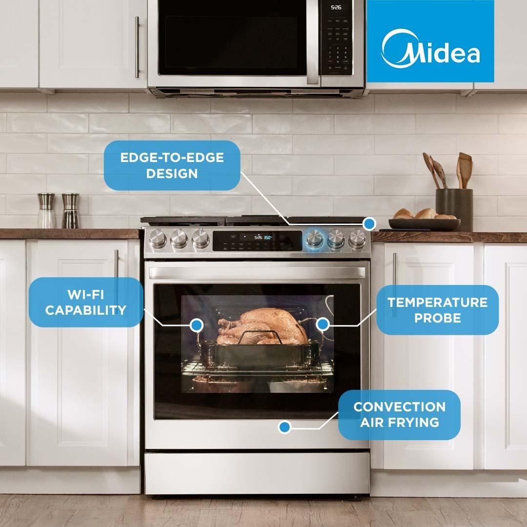 Midea 6.3 cu. ft. 5-Element Smart Slide-In Electric Range with Air Fry Convection