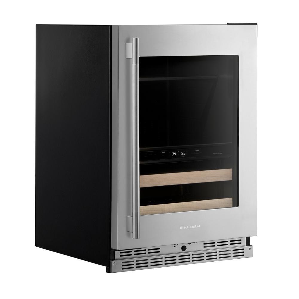 24" Beverage Center with Glass Door and Wood-Front Racks