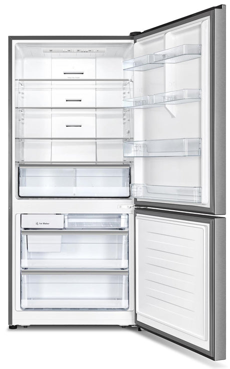 31" Bottom mount refrigerator - Stainless - Reversible door - with ice maker
