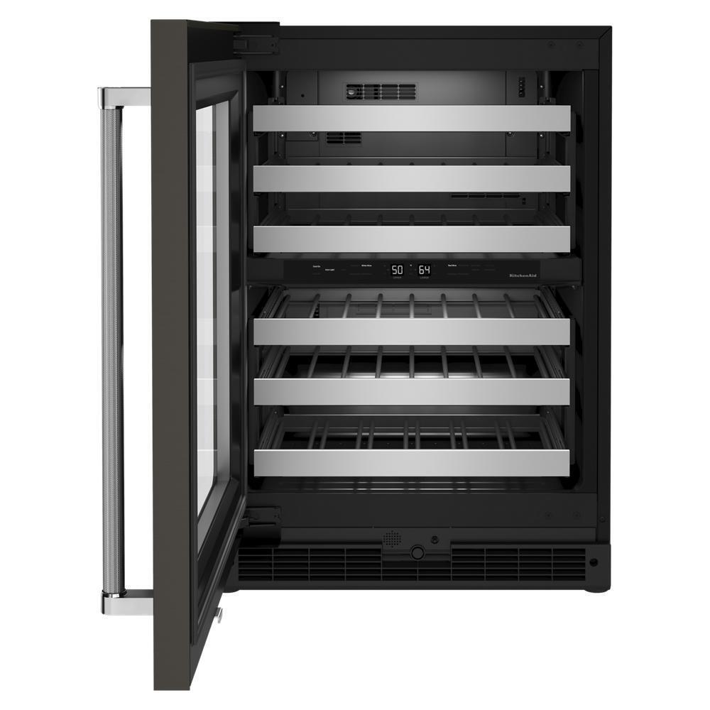 24" Undercounter Wine Cellar with Glass Door and Metal-Front Racks