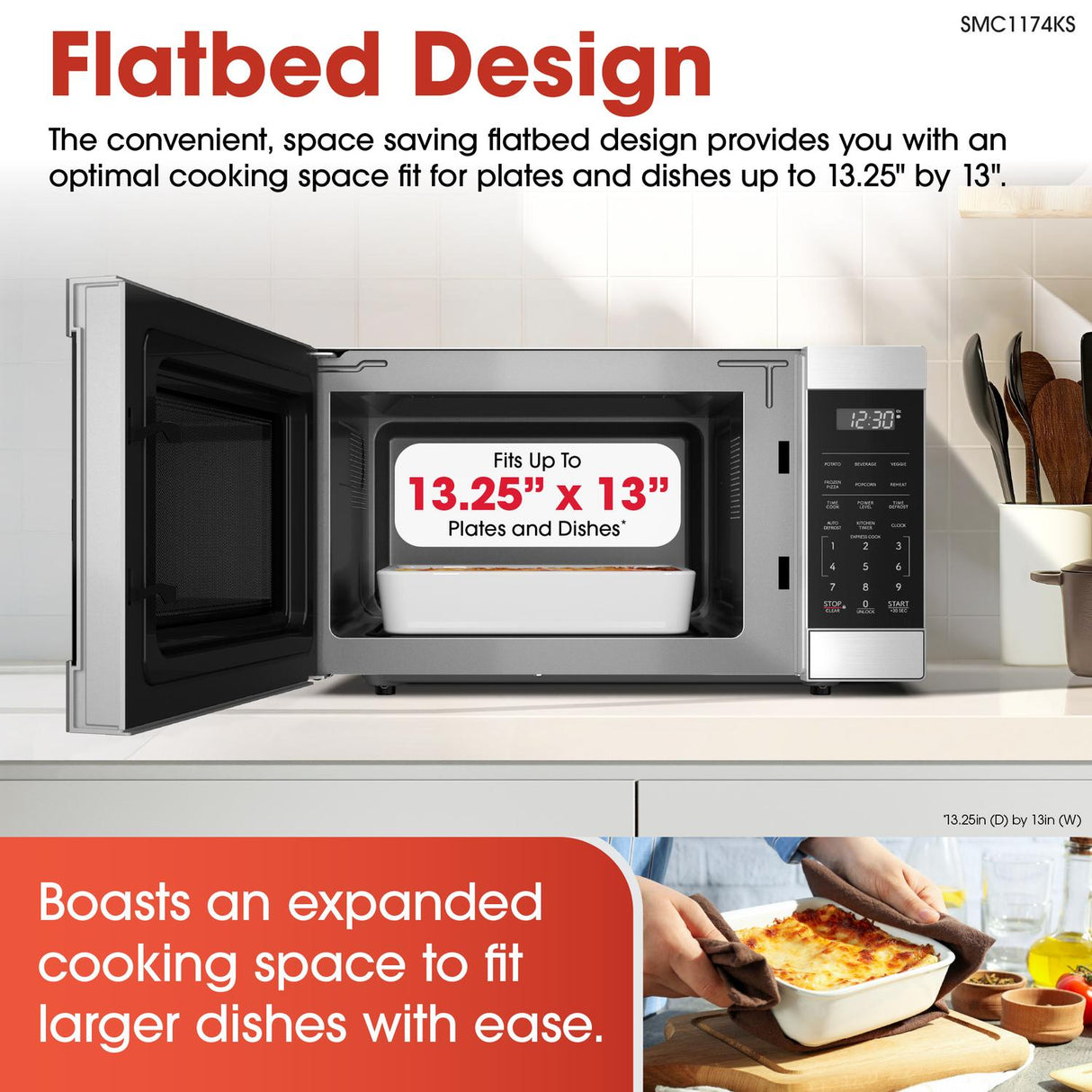 Sharp 1.1 cu. ft. 1100W Flatbed Countertop Microwave Oven with Inverter Technology