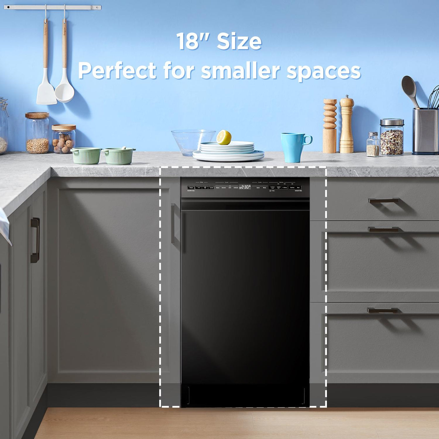 Midea 18" Front Control Dishwasher with Heated Dry