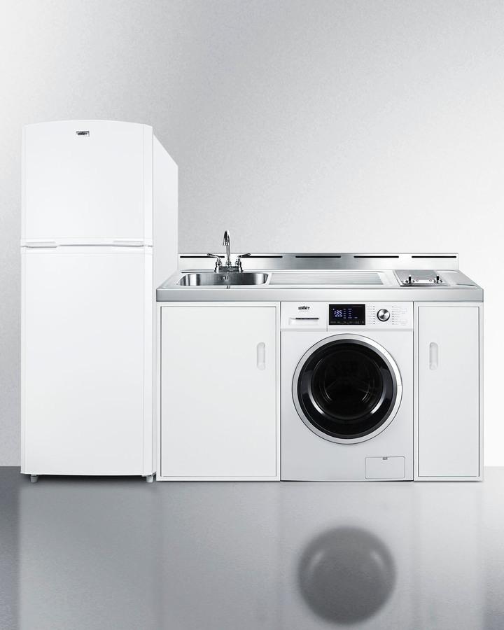 86" Wide All-in-one Kitchenette With Washer/dryer Combo