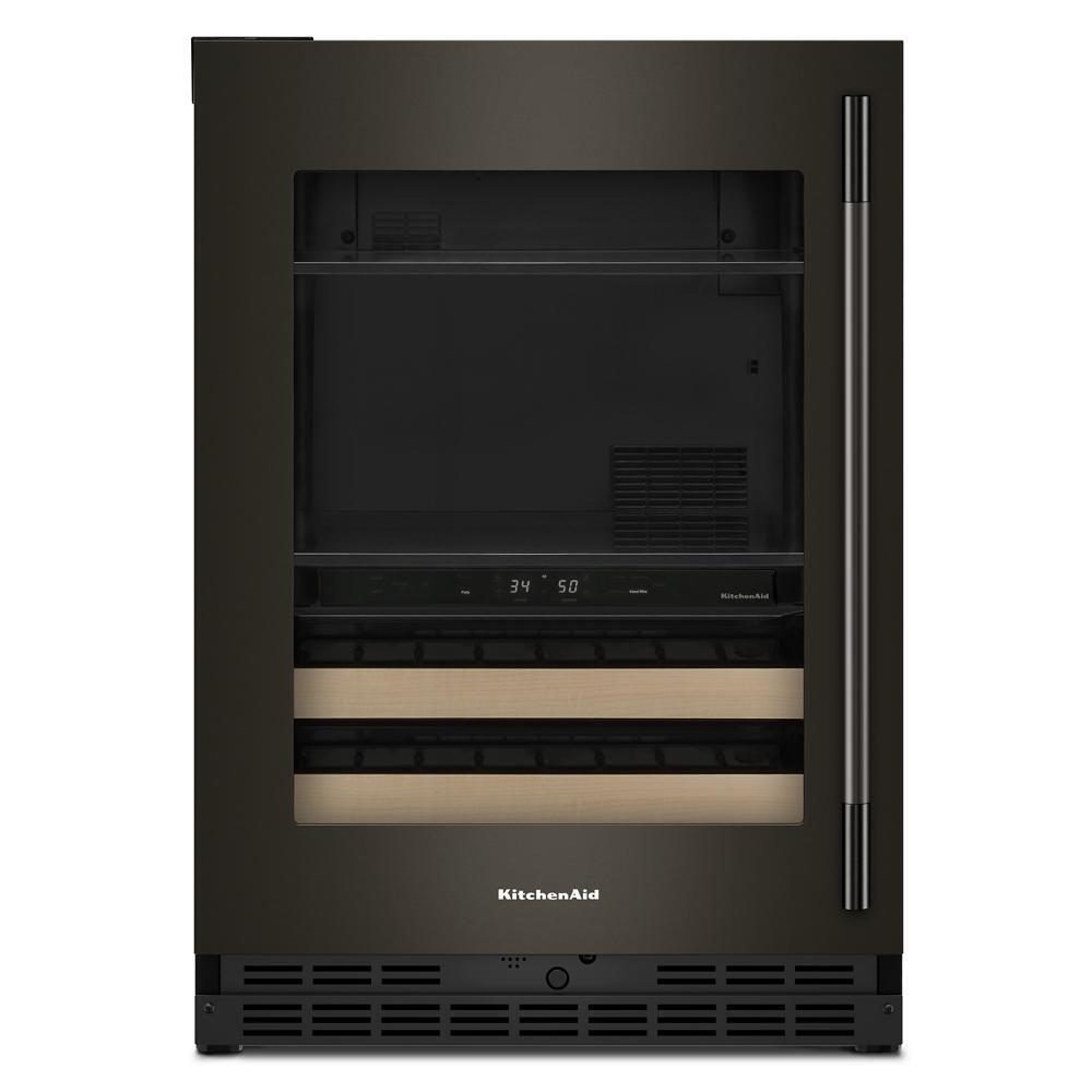 24" Beverage Center with Glass Door and Wood-Front Racks