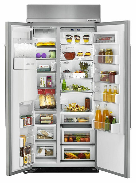 20.8 cu ft 36-Inch Width Built-In Side-by-Side Refrigerator with PrintShield™ Finish - Stainless Steel with PrintShield™ Finish