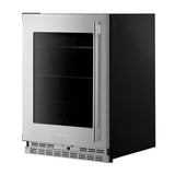 24" Undercounter Refrigerator with Glass Door and Shelves with Metallic Accents