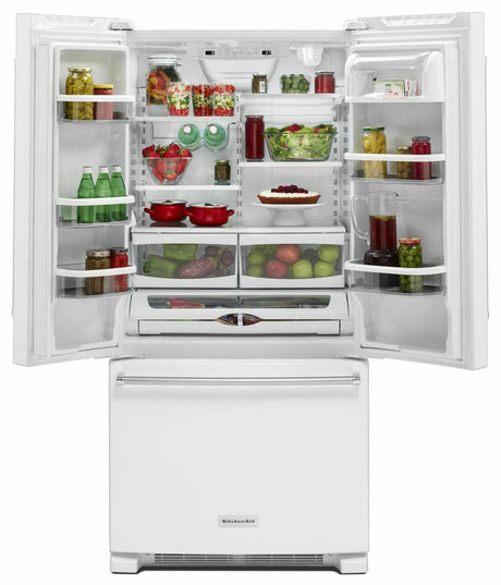 22 Cu. Ft. 33-Inch Width Standard Depth French Door Refrigerator with Interior Dispenser - White