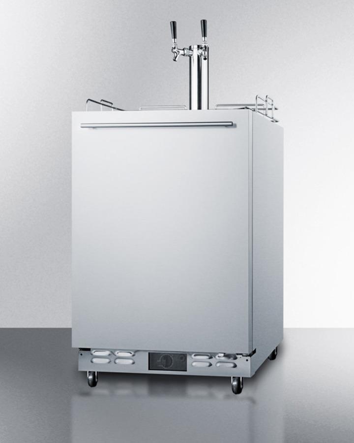 Outdoor Frost-free Beer Dispenser for Built-in Use, With Dual Tap System for Two 1/6 Kegs