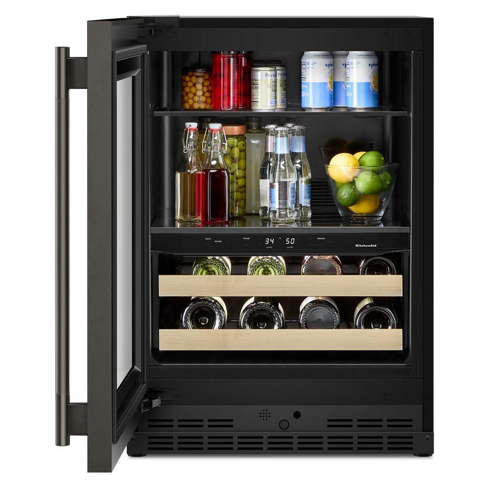24" Beverage Center with Glass Door and Wood-Front Racks