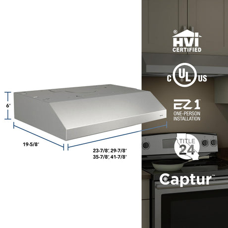 Glacier 30-Inch 300 Max Blower CFM 5 Sones Stainless Steel Range Hood