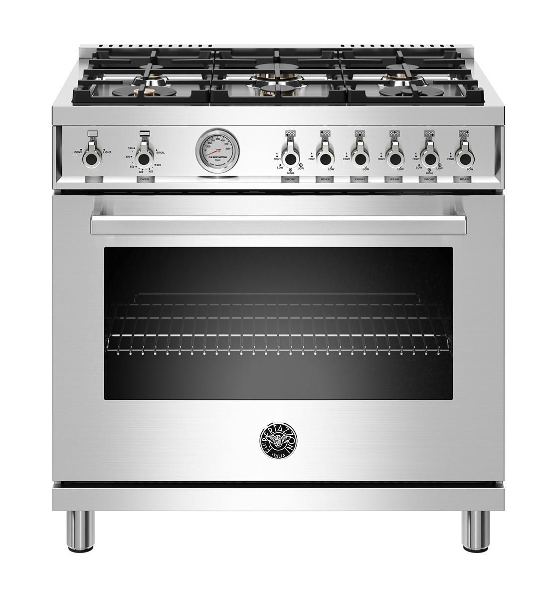 36" Professional Series range - Gas oven - 6 brass burners - LP version