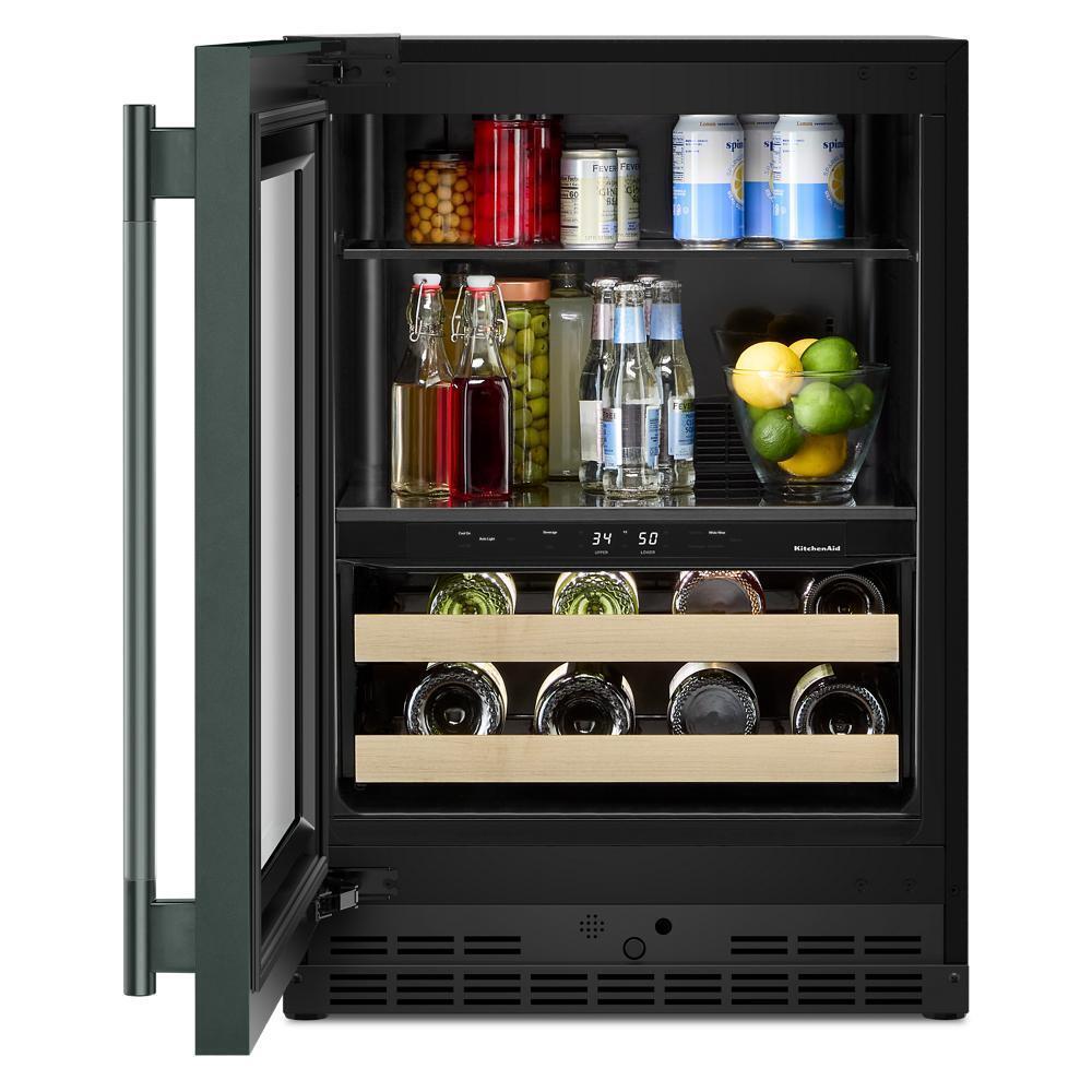 24" Beverage Center with Glass Door and Wood-Front Racks