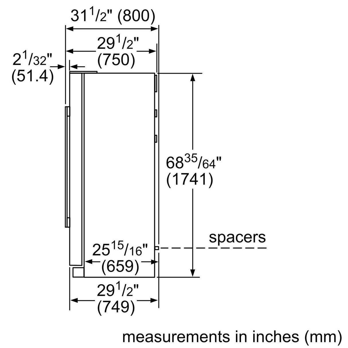 300 Series Freestanding Counter-Depth Side-by-Side Refrigerator 36'' Easy clean stainless steel B20CS30SNS
