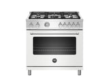36 inch All Gas Range, 5 Burners Bianco Matt