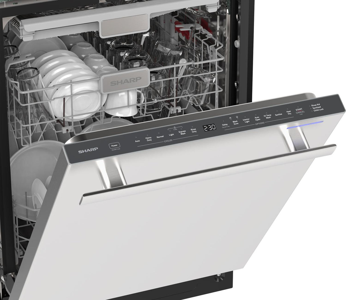 24" Top Control Stainless Steel Handle 47 dBA Dishwasher with Auto Door Open