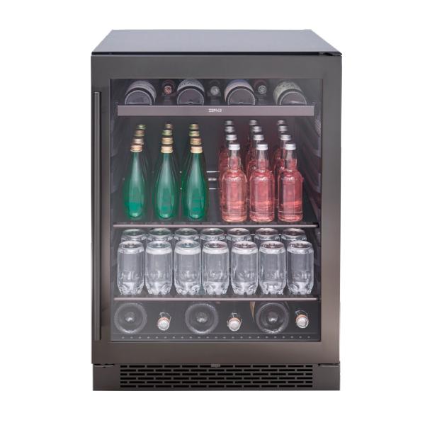 Presrv Bev Cooler, 24in UC, Blk SS+Gls, Rvs Dr, 1Z