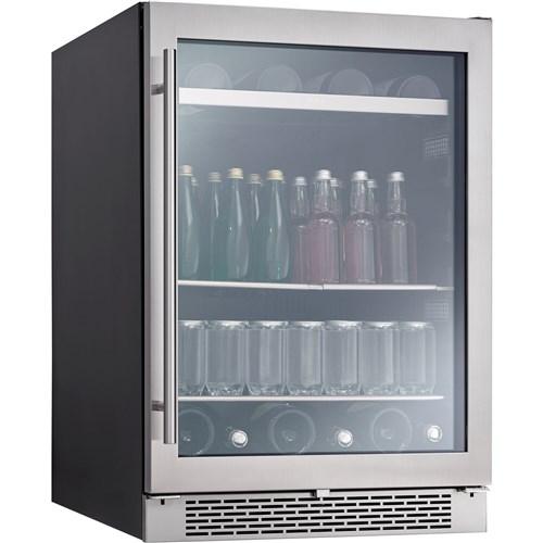 Presrv Beverage Cooler, 24in Under Cabinet, SS+Glass, Reverse Door, 1 Zone