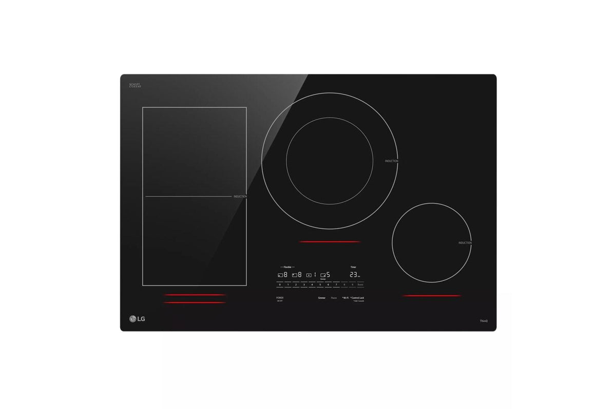 30" Induction Cooktop, 4 Elements, White Backlit, Red Bar, Bridge, ThinQ®