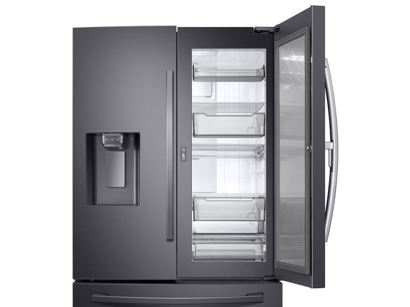 28 cu. ft. 3-Door French Door, Full Depth Refrigerator with Food Showcase in Black Stainless Steel