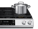 Bespoke 6.0 cu. ft. Smart Front Control Slide-In Gas Range with Air Fry & Wi-Fi in White Glass