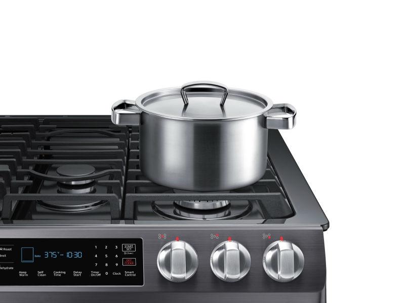 5.8 cu. ft. Slide-in Gas Range with Convection in Black Stainless Steel