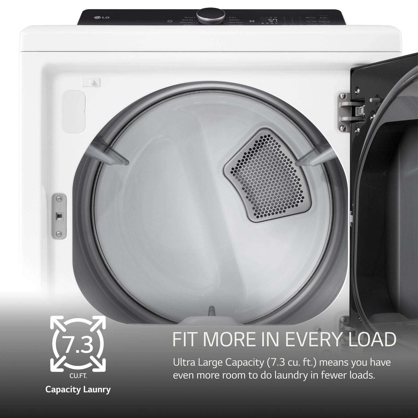 7.3 cu. ft. Ultra Large Capacity Rear Control Electric Dryer with LG EasyLoad™ Door and AI Sensing