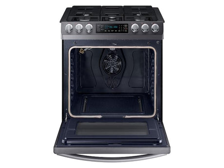 5.8 cu. ft. Slide-in Gas Range with Convection in Black Stainless Steel