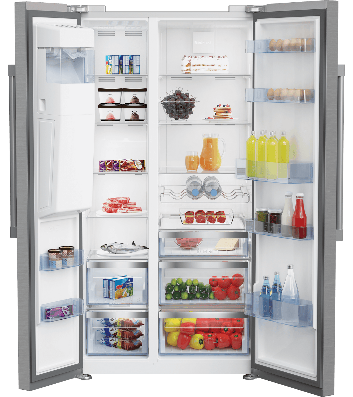 36" Side by Side Stainless Steel Refrigerator with Auto Ice and Water Through the Door