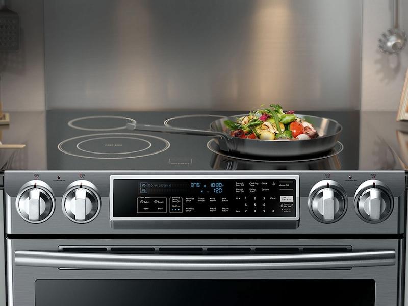 5.8 cu. ft. Slide-in Electric Range with Dual Convection in Black Stainless Steel