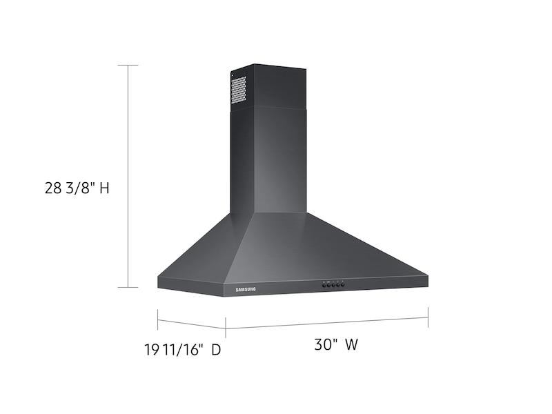 30" Wall Mount Hood in Black Stainless Steel